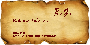 Rakusz Géza névjegykártya
